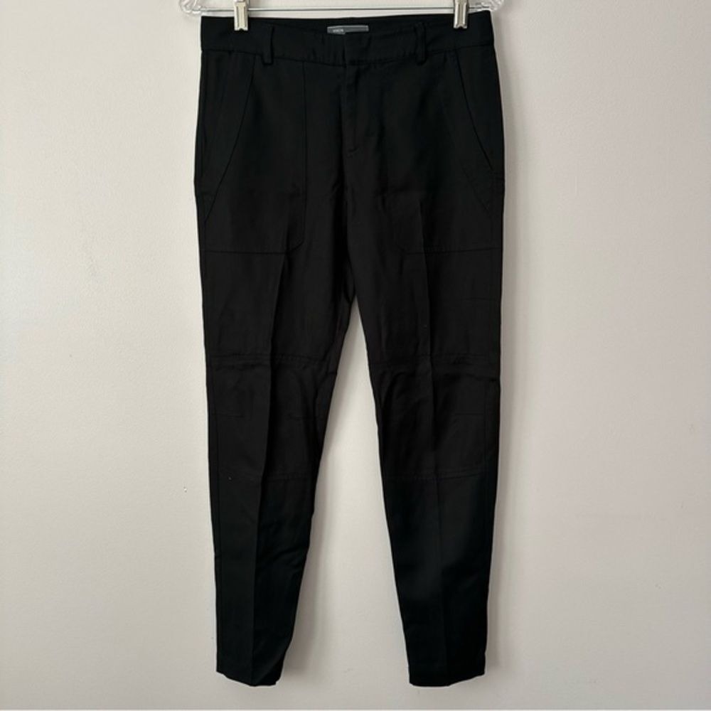 Vince 0 Utility Tapered Pants Black Sleeveless Patch Pocket Slim Trouser